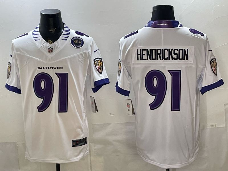 Men Baltimore Ravens #91 Hendrickson white Nike 2026 NFL Jersey 0522001->->NFL Jersey